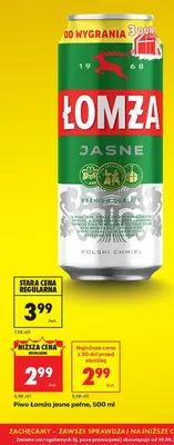 Piwo Łomża jasne pełne promocja w Biedronka