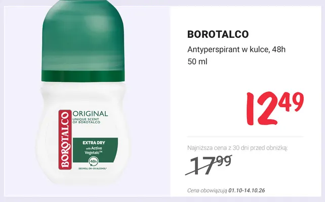 Antyperspirant w kulce 48h Borotalco promocja w Rossmann