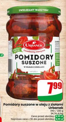 Pomidory suszone w oleju z ziołami Urbanek promocja w Dino