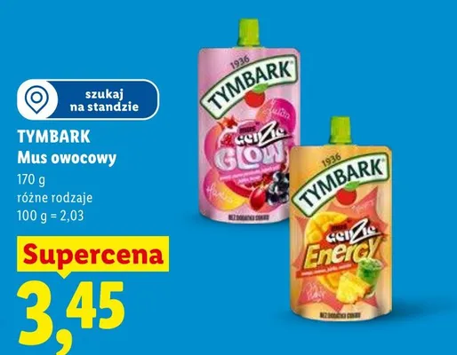 Mus owocowy TYMBARK promocja w Lidl