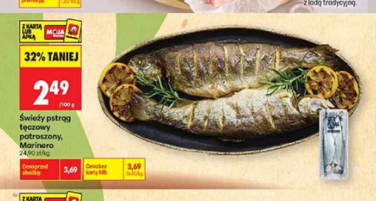 Świeży pstrąg tęczowy patroszony Marinero promocja w Biedronka