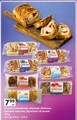 Strucla truskawkowa, wiśniowa, śliwkowa, makowa, owocowa, jogurtowa lub serowa promocja w Auchan