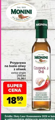 Przyprawa na bazie oliwy z oliwek extra virgin Czosnek & Chili Monini promocja w Carrefour
