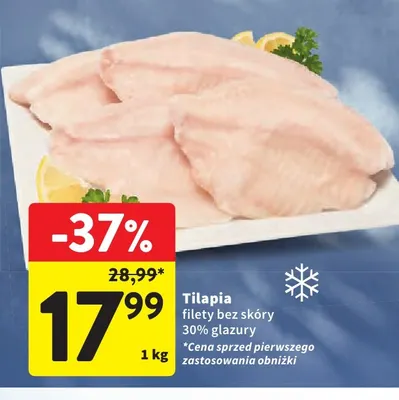 Tilapia filety bez skóry promocja w Intermarche