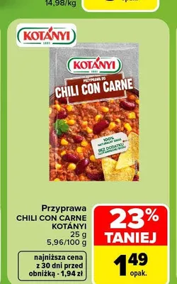 Przyprawa chili con carne Kotányi promocja w Carrefour