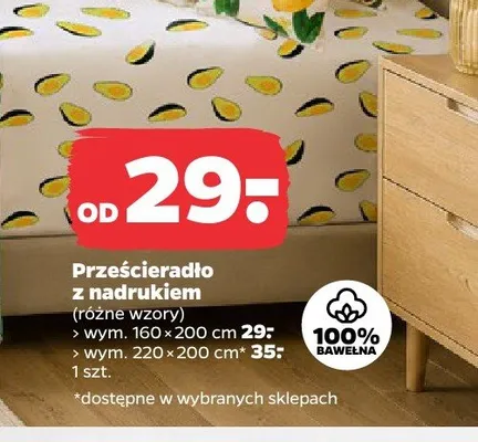 Prześcieradło z nadrukiem 160x200 cm promocja w Netto