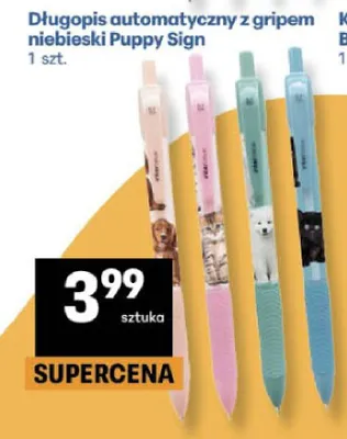 Długopis automatyczny z gripem niebieski Puppy Sign promocja w Delikatesy Centrum
