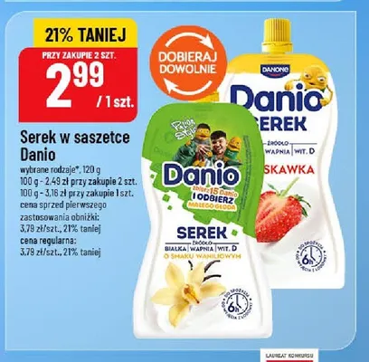 Serek homogenizowany w saszetce Danio truskawkowy promocja w POLOmarket