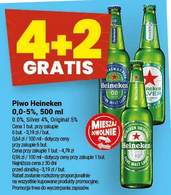 Piwo Heineken 0,0-5% promocja w Twój Market
