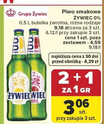 Piwo smakowe 0% promocja w Carrefour