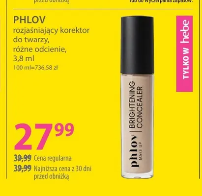 Rozjaśniający korektor do twarzy Phlov promocja w Hebe