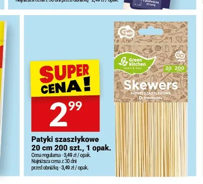 Patyki szaszłykowe Green Kitchen 20 cm 200-pak promocja w Twój Market