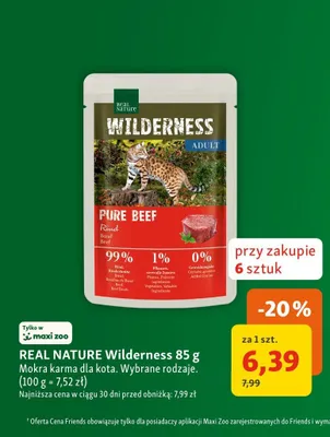 Mokra karma dla kota Real Nature Wilderness Pure Beef promocja w MAXI ZOO