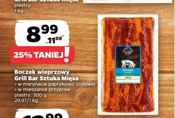 Boczek wieprzowy w marynacie paprykowo-ziołowej Grill Bar Sztuka Mięsa promocja w Netto