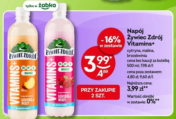 Napój Żywiec Zdrój Vitamins+ brzoskwinia promocja w Żabka