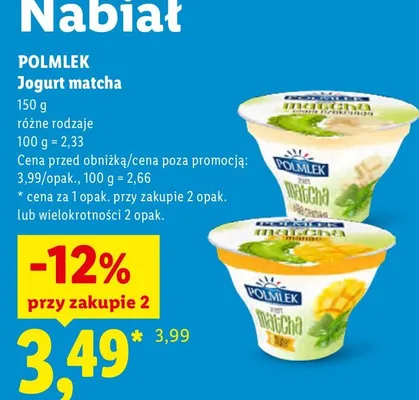 Jogurt matcha Polmlek promocja w Lidl
