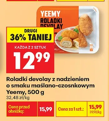 Roladki devoloy z nadzieniem o smaku maślano-czosnkowym Yeemy promocja w Biedronka