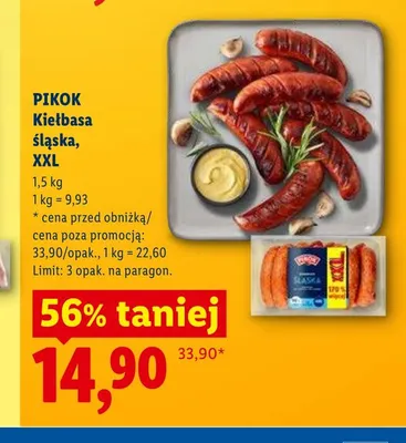 Kiełbasa śląska XXL PIKOK promocja w Lidl