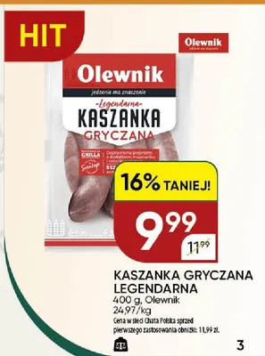 Kaszanka gryczana legendarna Olewnik promocja w Chata Polska