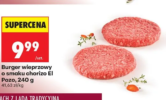 Burger wieprzowy o smaku chorizo  promocja w Biedronka