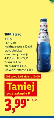 Piwo 1664 Blanc promocja w Lidl