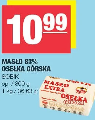 Masło 83% Osełka Górska promocja w SPAR