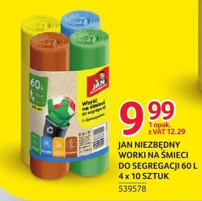 Worki na śmieci do segregacji Jan Niezbędny 60l promocja w Selgros