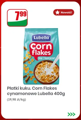 Płatki kuku. Corn Flakes cynamonowe Lubella promocja w Dino
