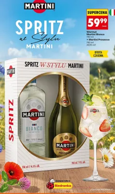 Zestaw Wermut Martini Bianco + Wino musujące Martini Prosecco promocja w Biedronka