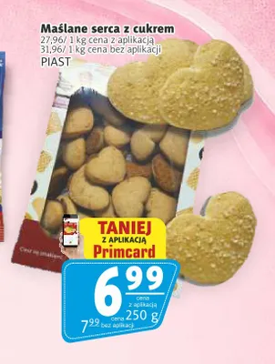 Maślane serca z cukrem Piast promocja w Prim Market