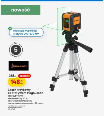 Laser krzyżowy ze statywem Magnusson promocja w Castorama