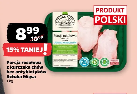 Porcja rosołowa z kurczaka chów bez antybiotyków Sztuka Mięsa promocja w Netto