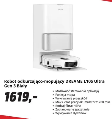 Robot odkurzająco-mopujący DREAME L10S Ultra Gen 3 Biały promocja w Media Markt