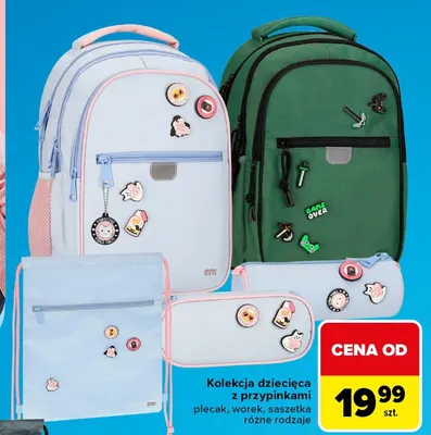 Saszetka kolekcja dziecięca z przypinkami promocja w Carrefour