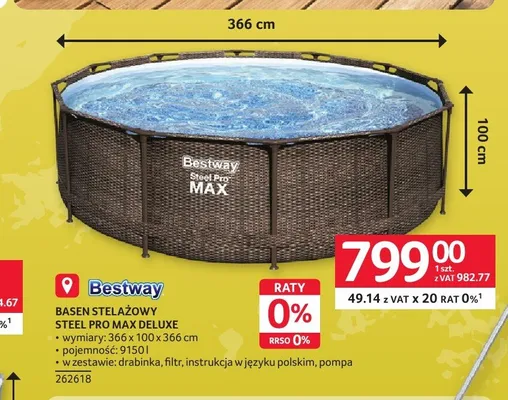 Basen stelażowy Bestway Steel Pro Max Deluxe promocja w Selgros