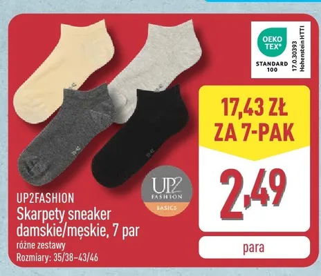 Skarpety sneaker damskie UP2FASHION 7-pak promocja w Aldi