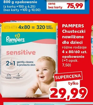 Chusteczki nawilżane dla dzieci Pampers 4-pak promocja w Kaufland