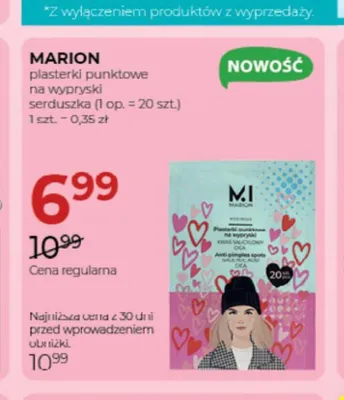 Plasterki punktowe na wypryski serduszka Marion promocja w Drogerie Jawa