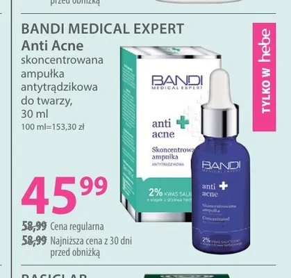 Anti Acne skoncentrowana ampułka antytrądzikowa do twarzy Bandi Medical Expert promocja w Hebe
