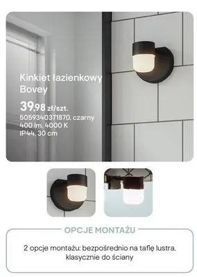 Kinkiet łazienkowy GoodHome Bovey czarny promocja w Castorama