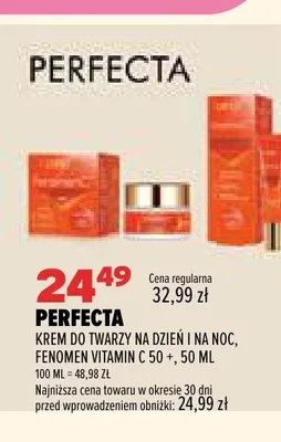 Krem do twarzy na dzień i na noc Perfecta Fenomen Vitamin C 50+ promocja w Drogerie Natura
