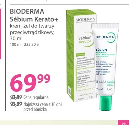 Sébium Kerato+ krem-żel do twarzy przeciwtrądzikowy Bioderma promocja w Hebe