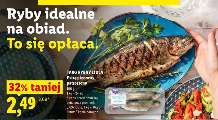 Pstrąg tęczowy patroszony Targ Rybny Lidla promocja w Lidl