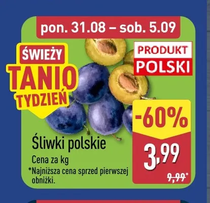 Śliwki polskie promocja w Aldi