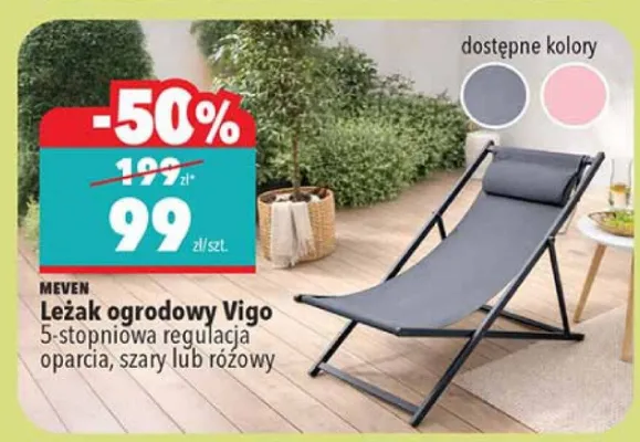 Leżak ogrodowy Vigo  promocja w Biedronka