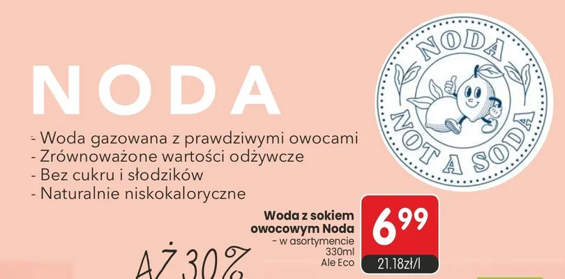 Woda z sokiem owocowym Noda promocja w Market Point