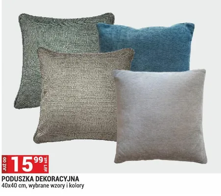 PODUSZKA DEKORACYJNA 40x40 cm, wybrane wzory i kolory promocja w Merkury Market
