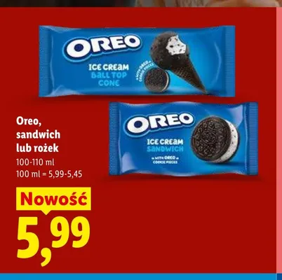 Lody OREO rożek promocja w Lidl