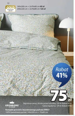 Komplet pościeli z bawełnianego perkalu Emily Kronborg 160x200 cm + 2x70x80 promocja w Jysk