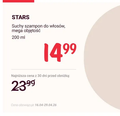 Suchy szampon do włosów, mega objętość promocja w Rossmann
